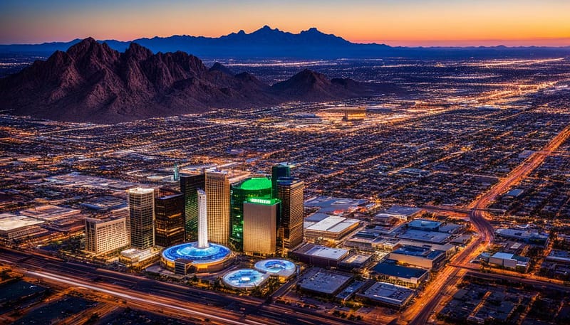 Aerial view of Phoenix landmarks