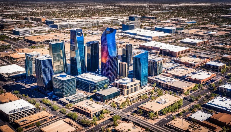 Phoenix aerial photography showcasing the city skyline